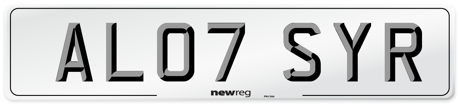 AL07 SYR Number Plate from New Reg